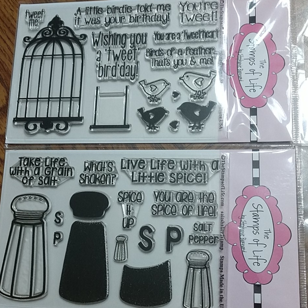 2 Stamps Of Life Sets Birdcage & Salt And Pepper Shakers Made In USA